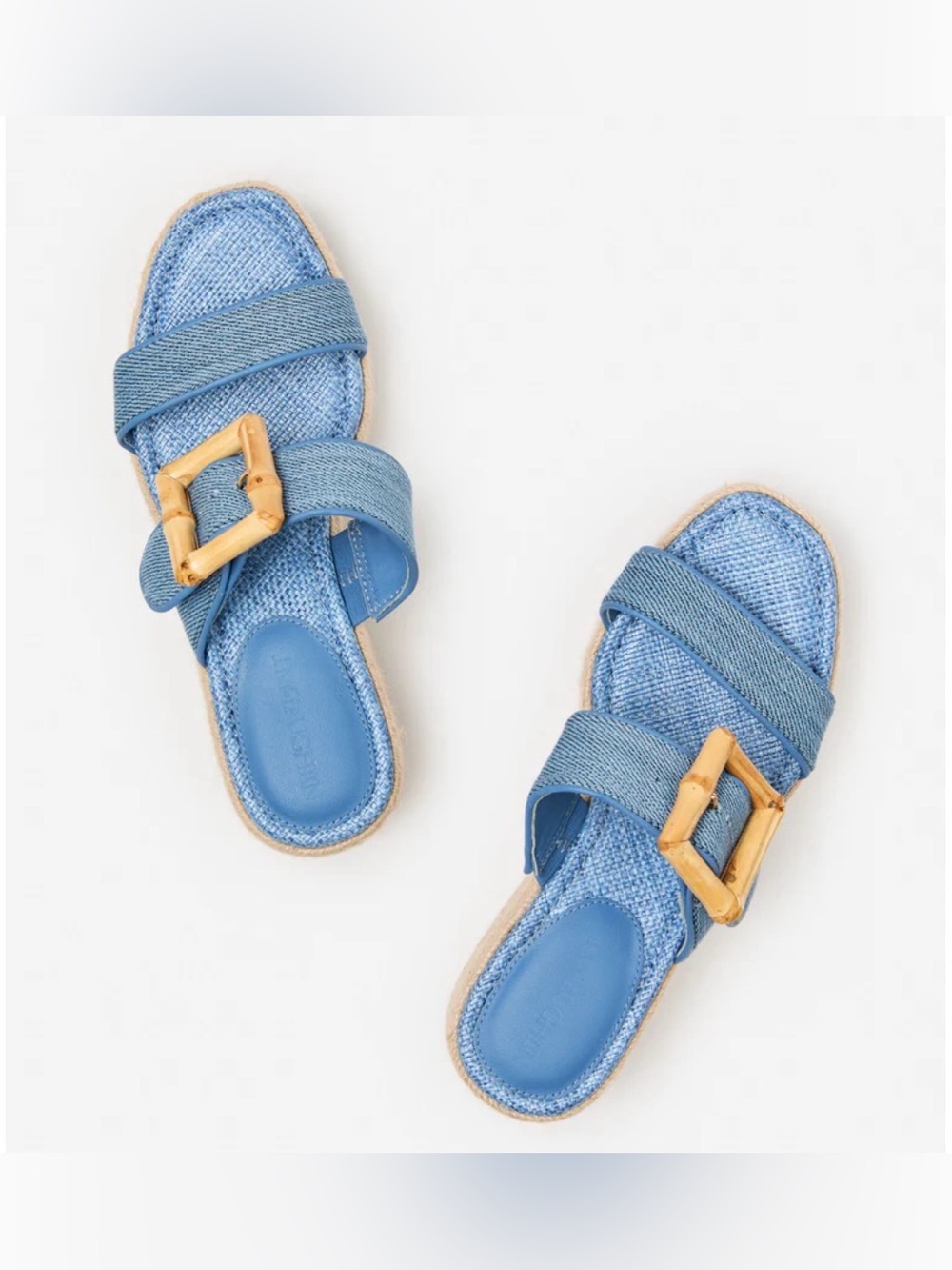 J. McLaughlin Blue Denim Espadrille Slide with Bamboo Accent - Picture 8 of 8
